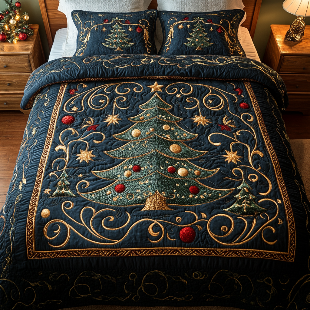 Winter Wonderland Pine Quilted Bedding Set Bed Covers Special Birthday Gifts For Mom