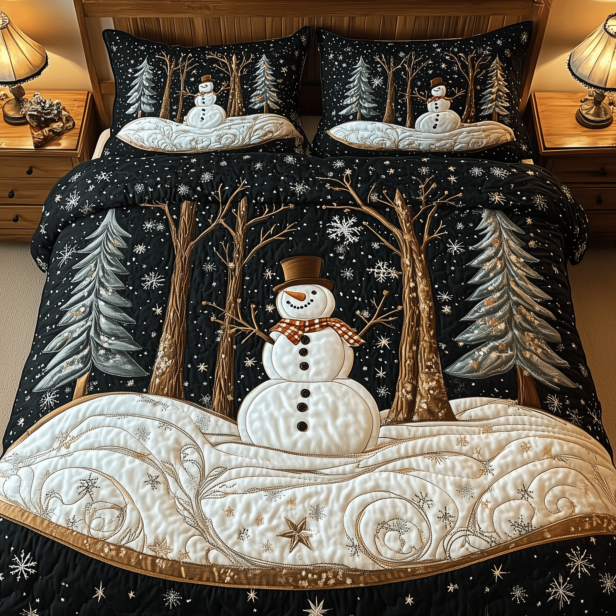Winter Wonderland Quilted Bedding Set Xmas Bedding Set Romantic Christmas Gifts