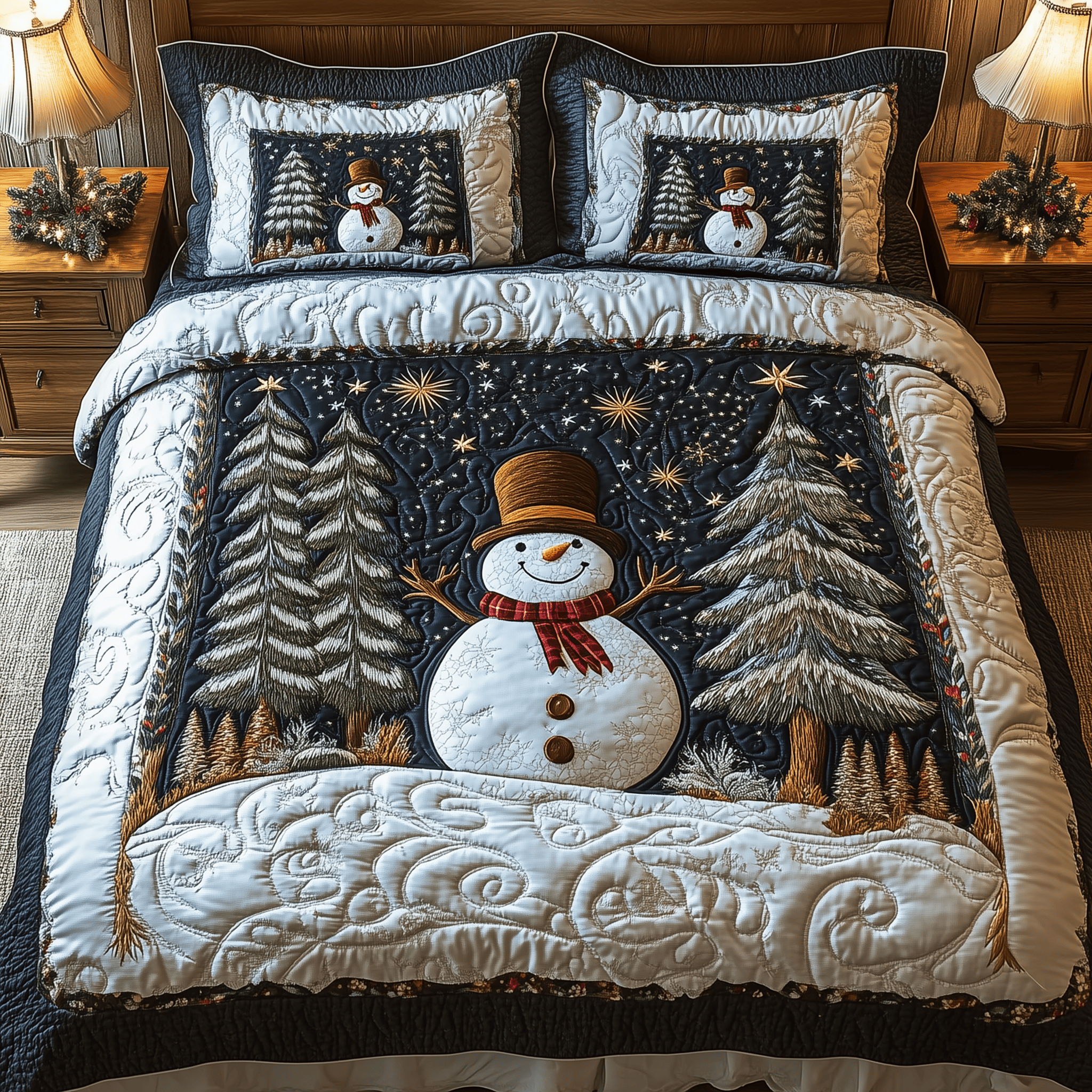 Winter Wonderland Quilted Bedding Set Xmas Bedding Set Romantic Christmas Gifts
