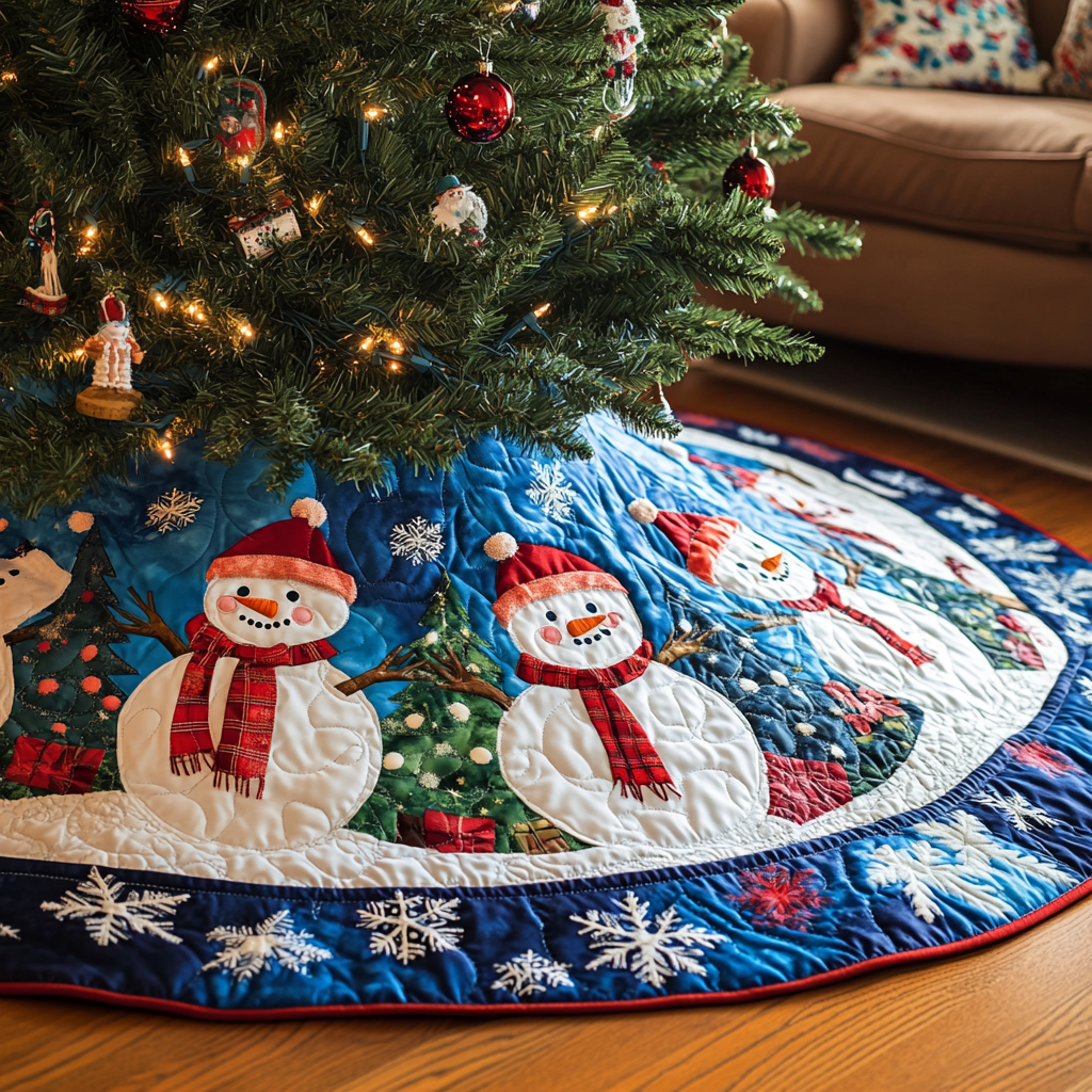 Winter Wonderland Quilted Christmas Tree Skirt Small Tree Skirt Indoor Christmas Decorations