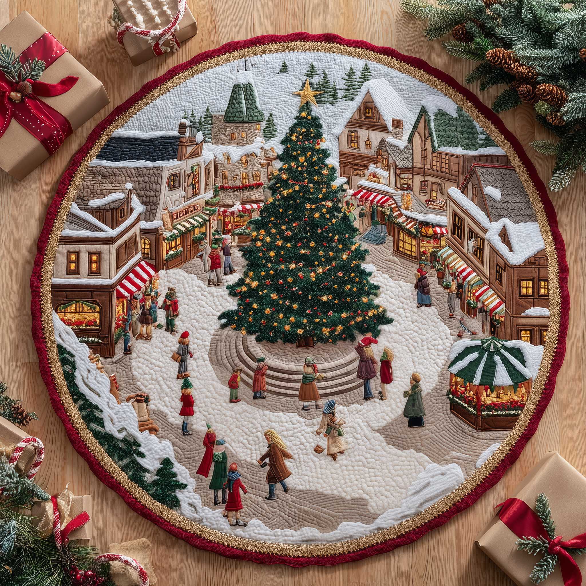 Winter Wonderland Quilted Round Mat Beautiful Quilted Round Mat Gift for Loved Ones
