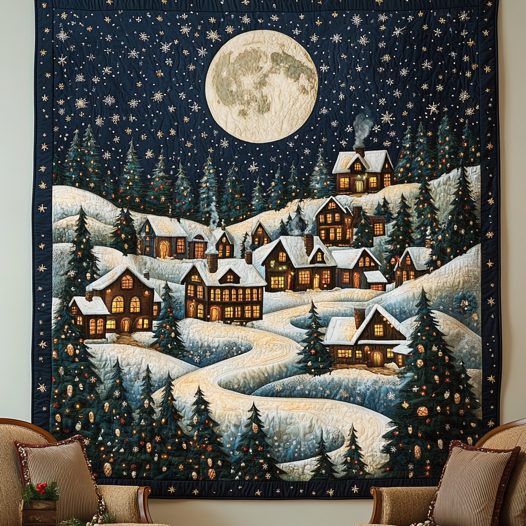 Winter Wonderland Village Quilted Blanket Cute Christmas Blankets