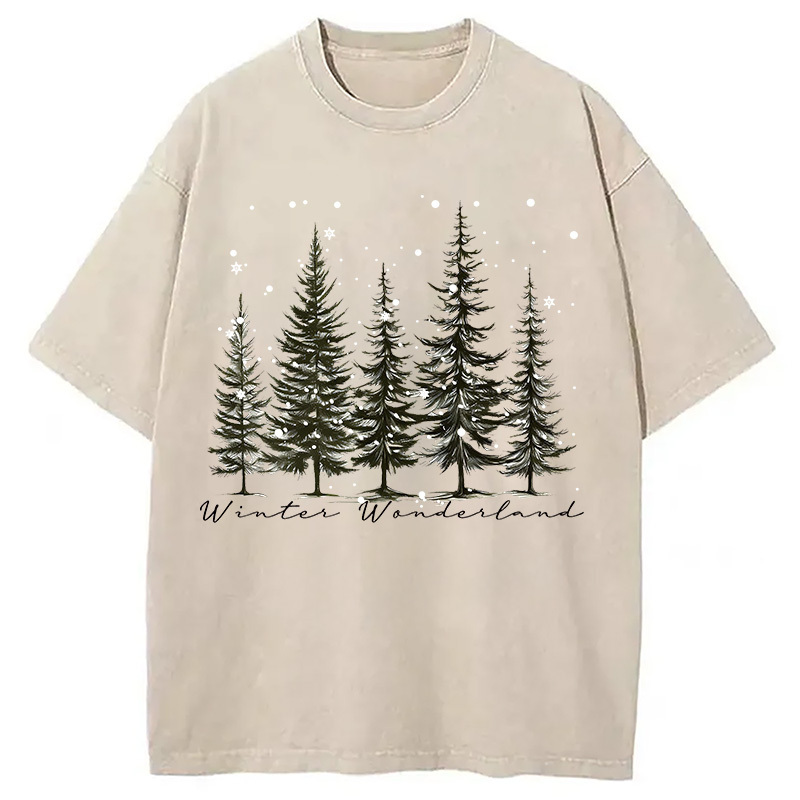 Winter Wonderland Washed T-Shirt Retro Humor Graphic Top Gifts For Her