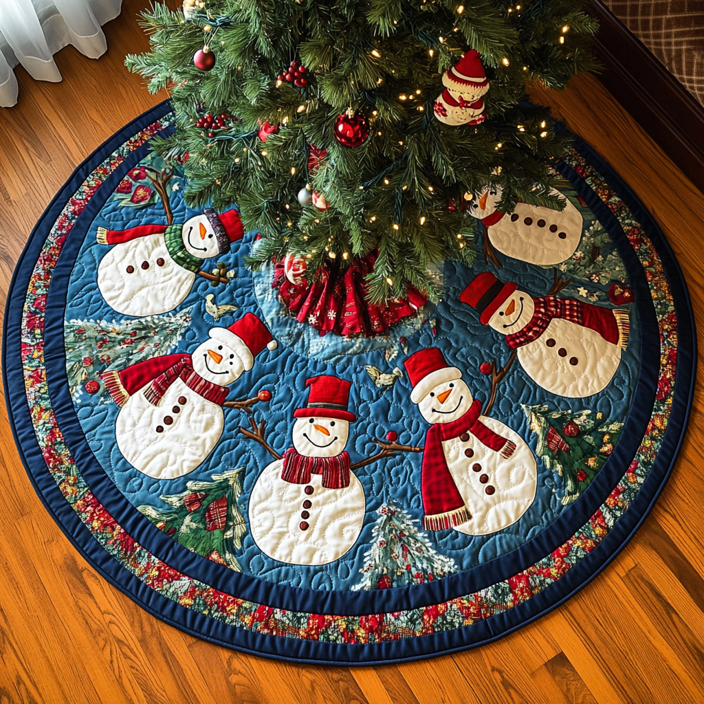 Winter Wonderland Wishes Christmas Quilted Tree Skirt Holiday Decor Indoor Christmas Presents