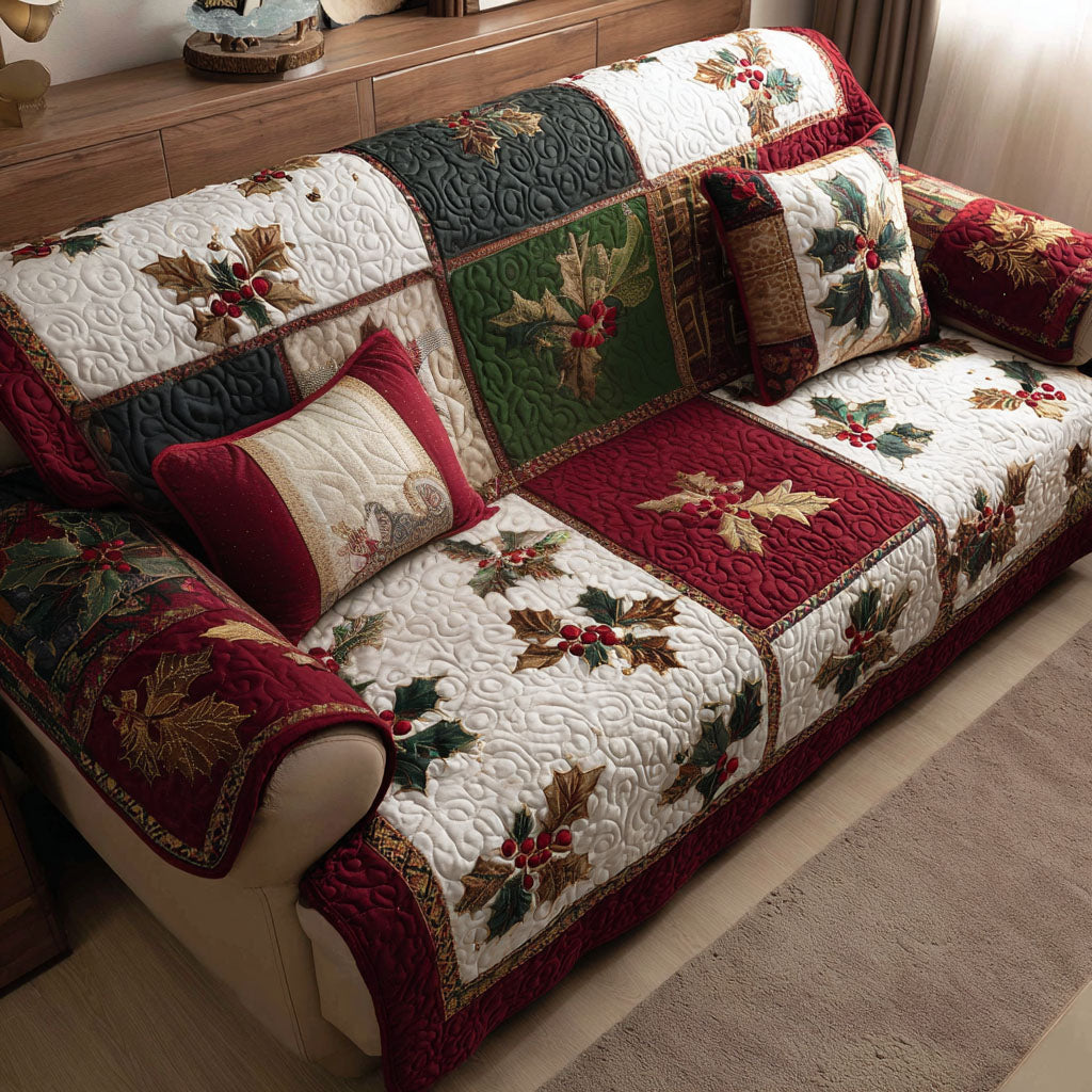 Winterberry Hearth Quilted Sofa Cover Santa Sofa Cover Unique Gifts Family