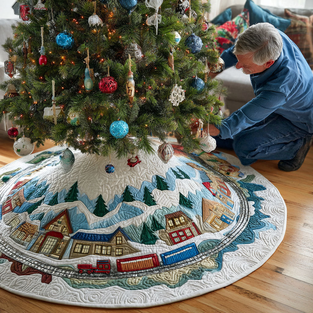 Winterberry Town Christmas Quilted Tree Skirt Winter Holiday Decor Secret Santa Gifts