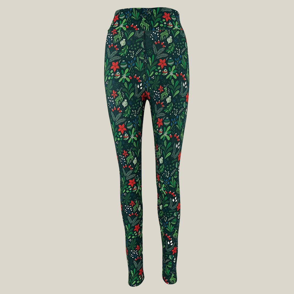 Winterberry Woods Leggings Ladies Gym Leggings Xmas Design Good Presents For Yoga Lovers