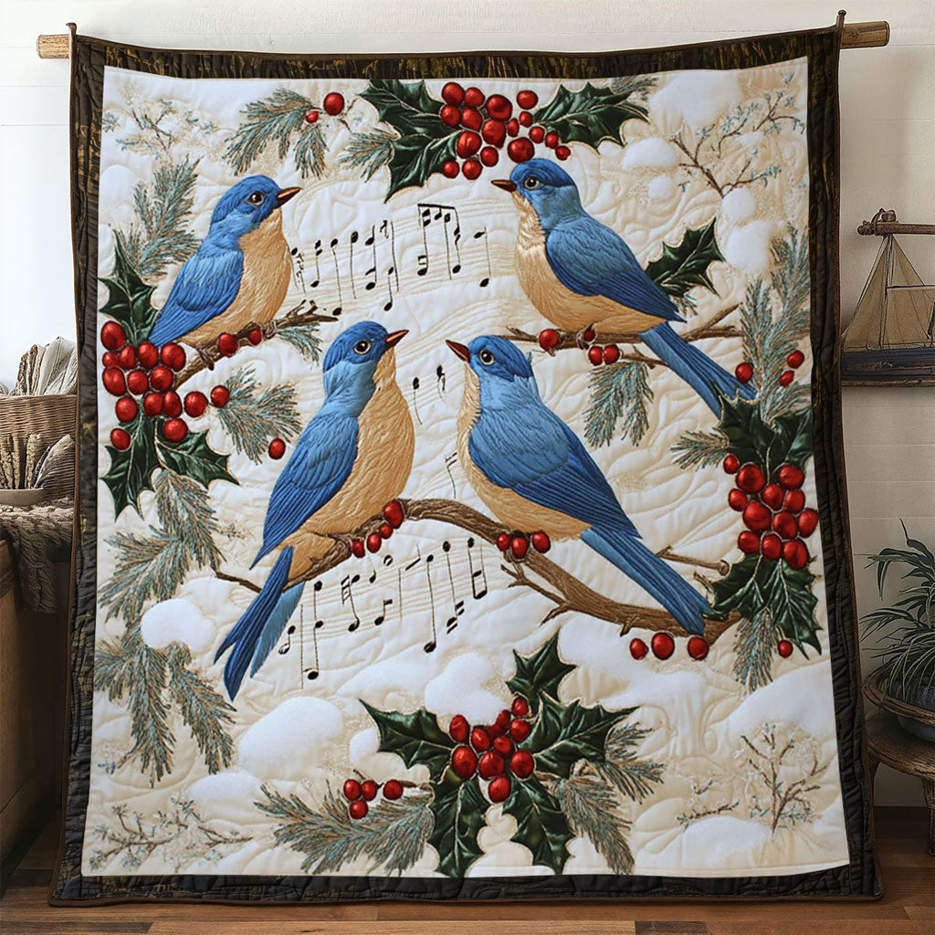 Winterlight Bluebird Quilt Unique Quilt Blanket Gift for Special Occasions