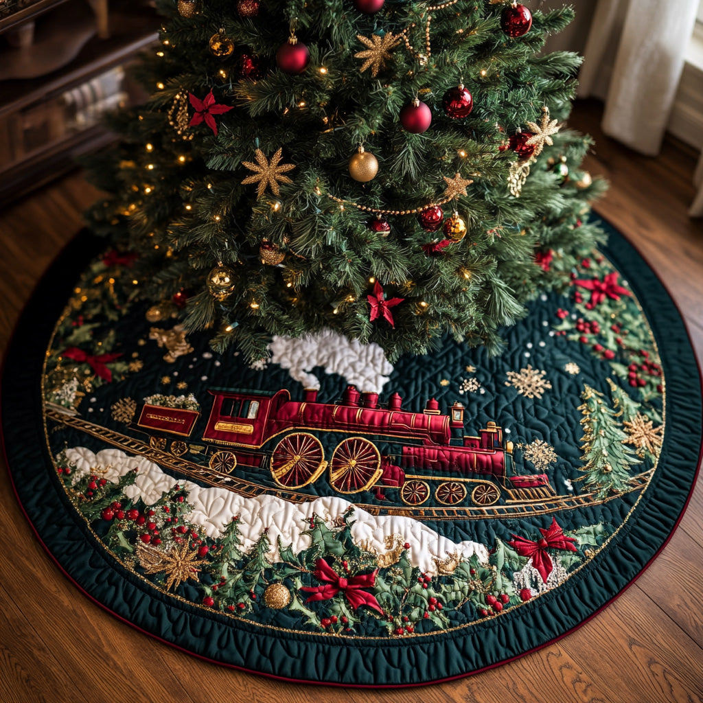 Winterline Express Quilted Christmas Tree Skirt Holiday Home Decor Family Christmas Gifts