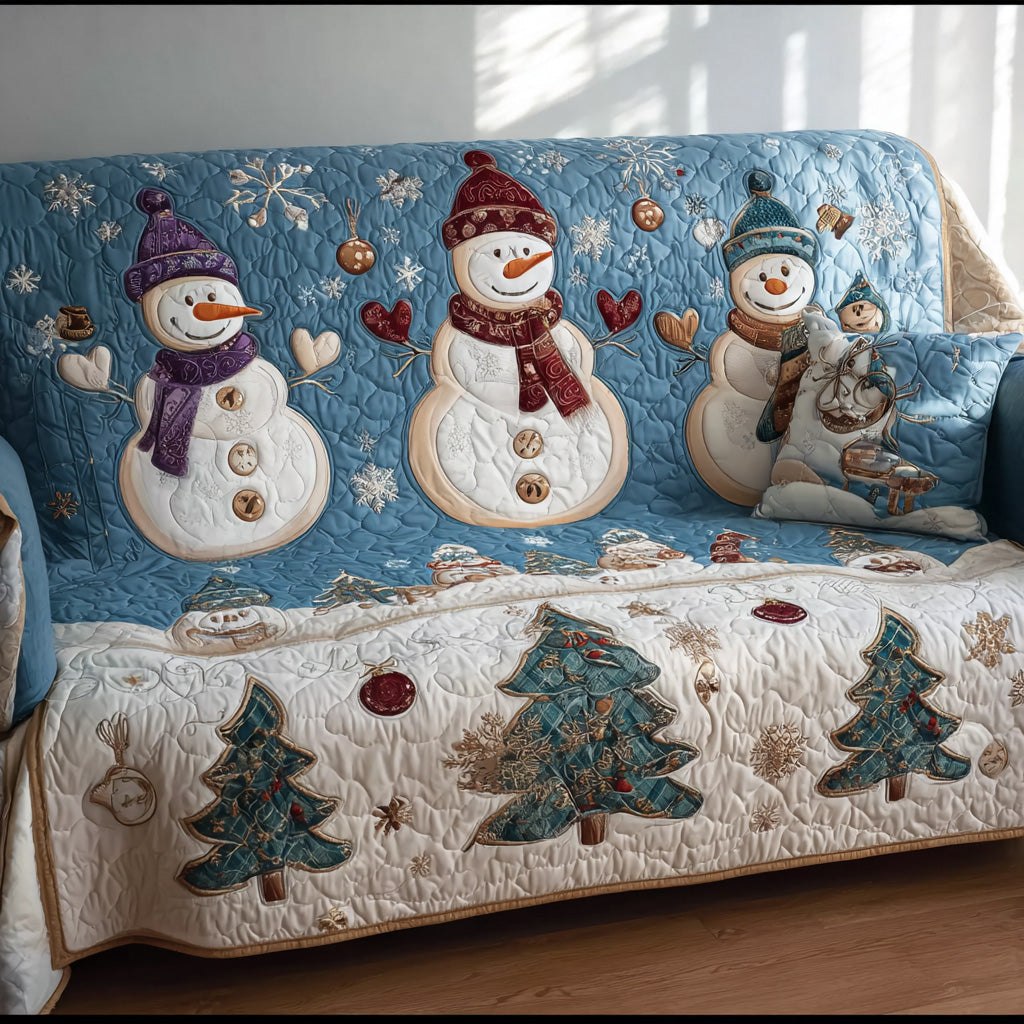 Wintertime Huddle Quilted Sofa Cover Sofa Throw Cover Best Anniversary Gifts For Couples