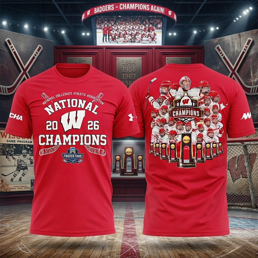 Wisconsin Badgers 2026 Womens Hockey National Champions T-Shirt Wisconsin Badgers Merch Fan Gear