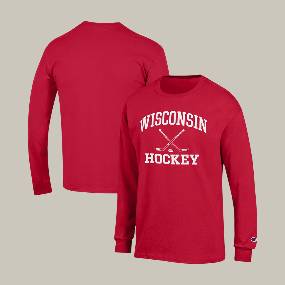 Wisconsin Badgers Champion Hockey Long Sleeve Shirt Game Day Clothing Fans Gear