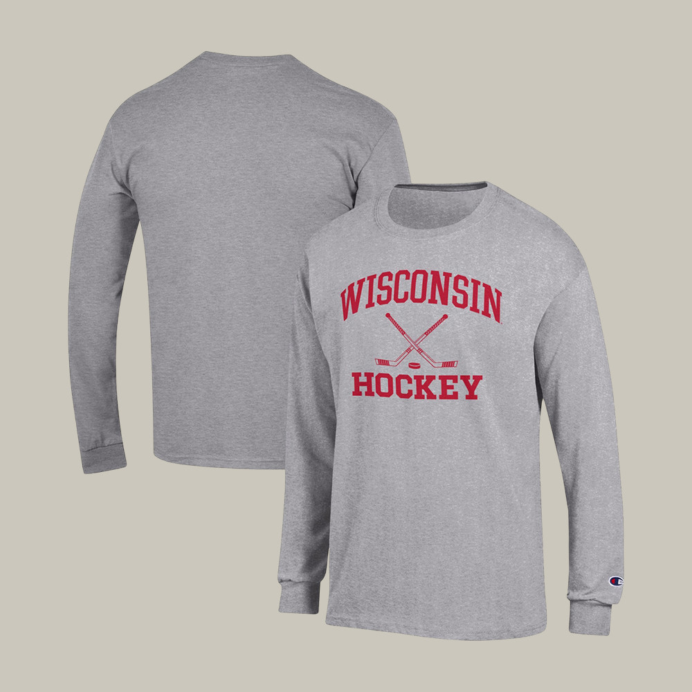Wisconsin Badgers Champion Hockey Long Sleeve Shirt NCAA Men's Ice Hockey Clothing Gift For Fans