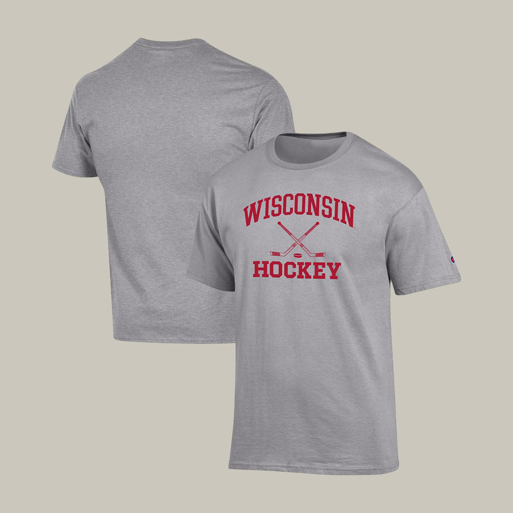 Wisconsin Badgers Champion Hockey T-Shirt NCAA Ice Hockey Clothes Best Gift For Husband
