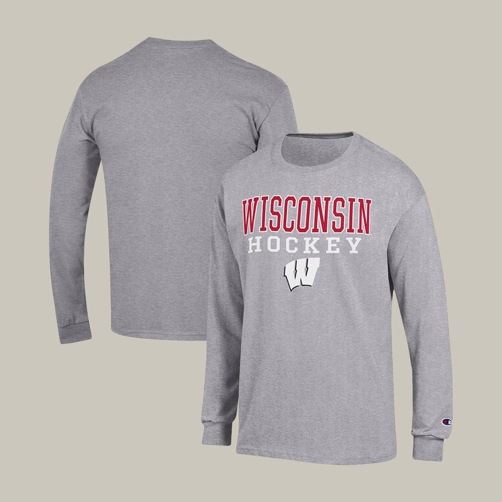 Wisconsin Badgers Champion NCAA Ice Hockey Long Sleeve Shirt Hockey Apparel Fan Gear For Dad