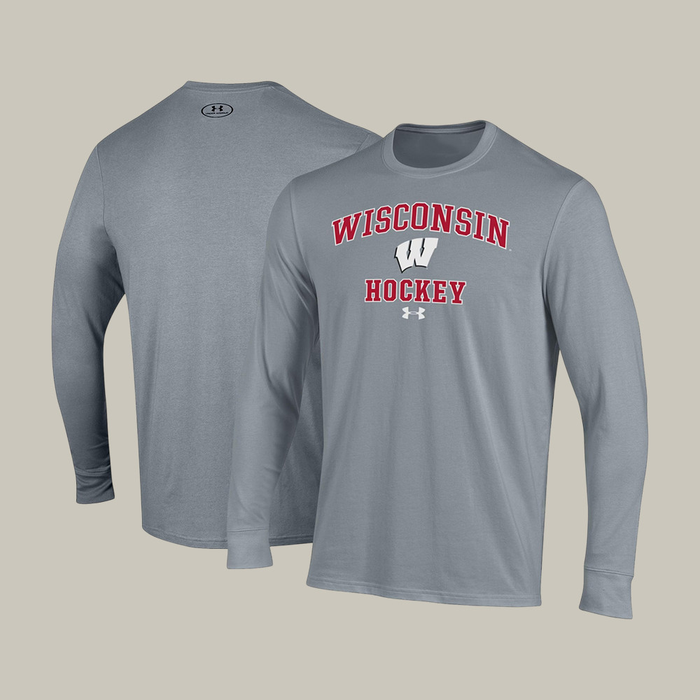 Wisconsin Badgers Hockey Long Sleeve Shirt NCAA Men's Ice Hockey Apparel Dad Birthday Gift