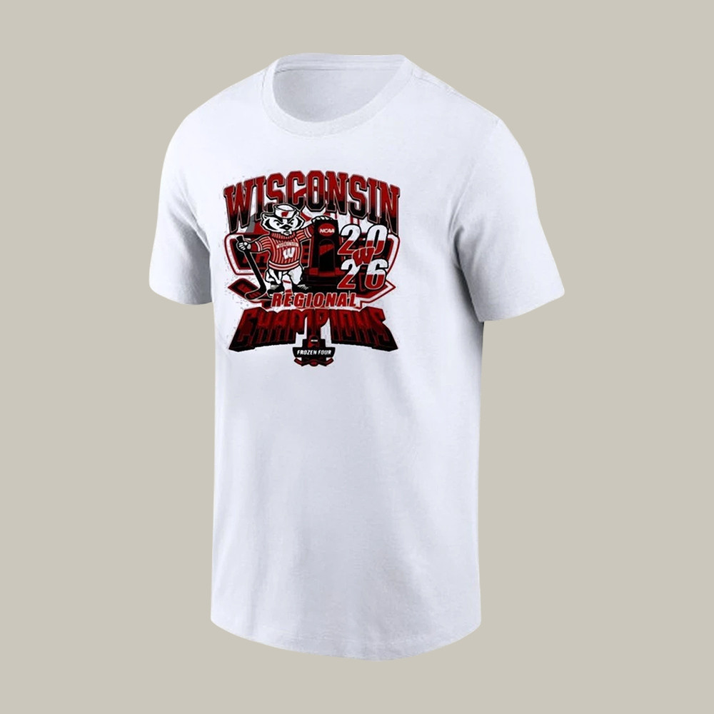 Wisconsin Badgers Regional Champions Mascot T-Shirt Ice Hockey Clothes Fan Gear For Husband