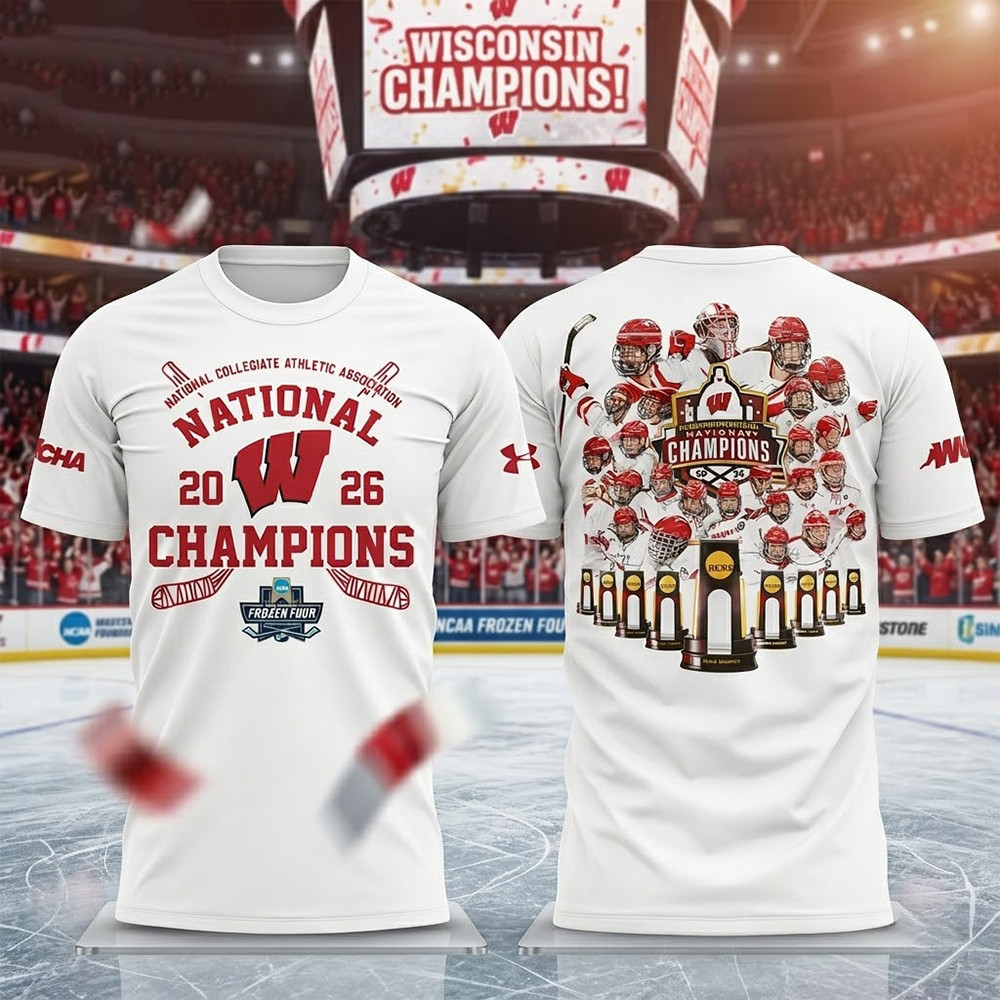Wisconsin Badgers Women's Hockey 2026 National Champions T-Shirt Hockey Merch Fan Gift For Dad