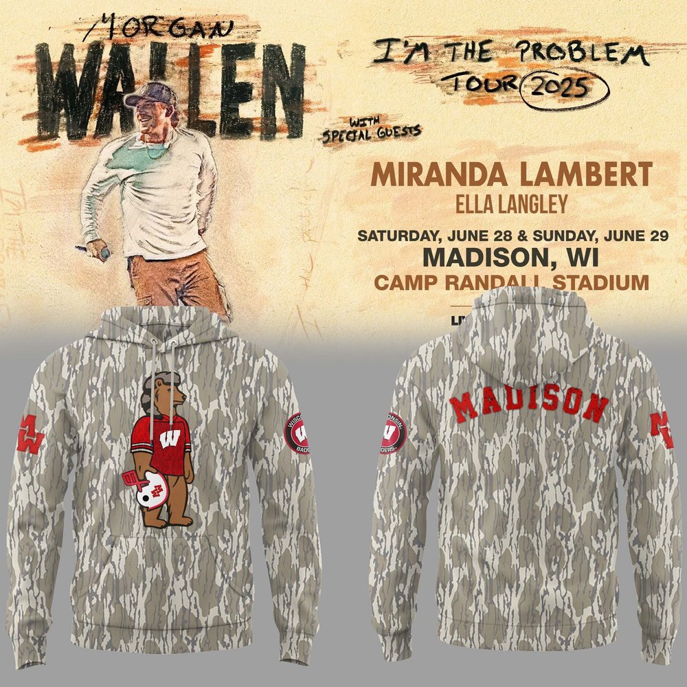 Wisconsin Badgers x Morgan Wallen 2025 Concert Hoodie Wisconsin Badgers Merch Best Gifts For Football Players