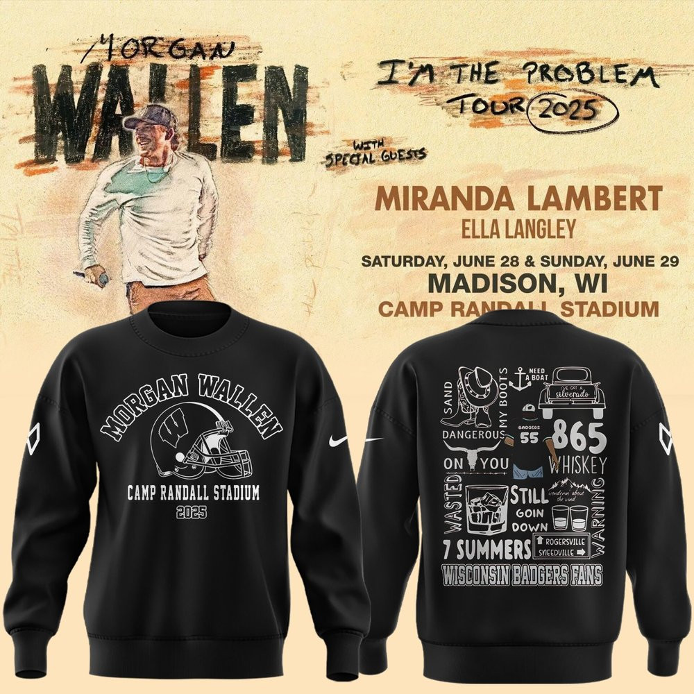 Wisconsin Badgers x Morgan Wallen 2025 Concert Sweatshirt Wisconsin Badgers Merch.jpeg Best Gift For Football Lover