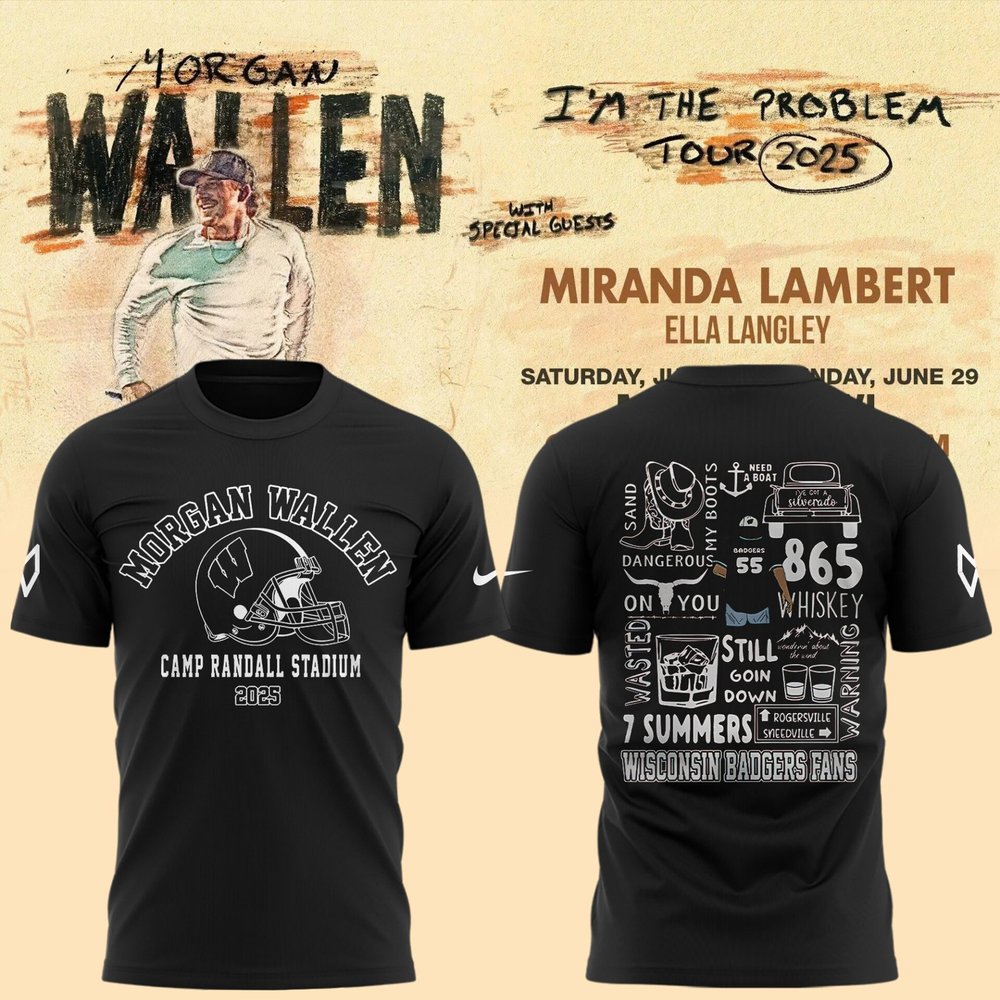 Wisconsin Badgers x Morgan Wallen 2025 Concert T-Shirt Wisconsin Badgers Merch.jpeg Gift Ideas For Football Players