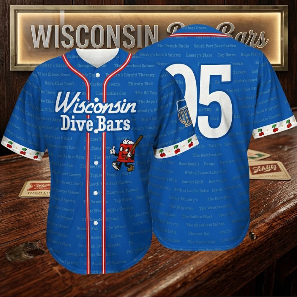Wisconsin Dive Bars Jersey Wisconsin's Iconic Tavern Culture Shirt Baseball Fan Gear