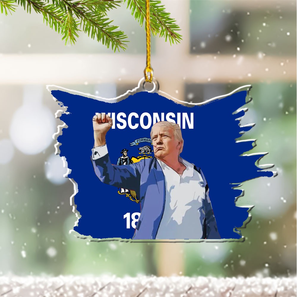 Wisconsin for Trump 2024 Ornament Shape I Stand With Trump Christmas Decoration