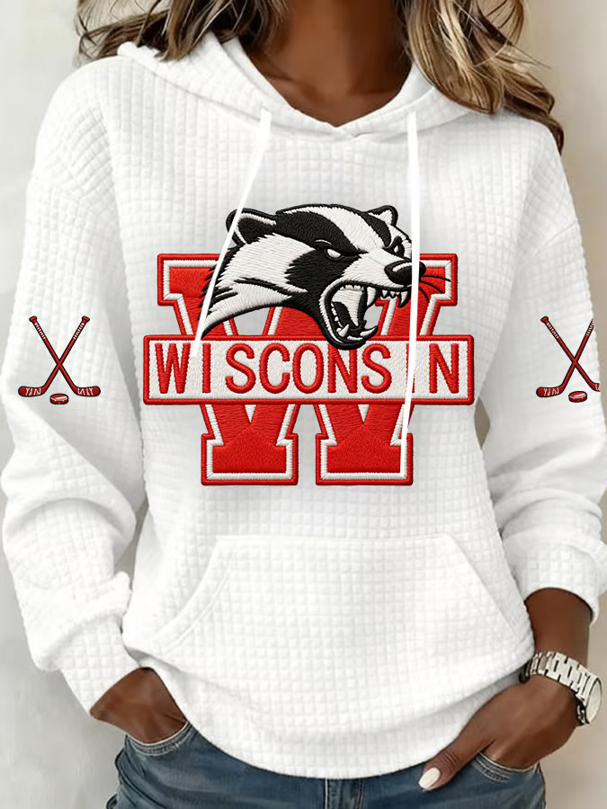 Wisconsin Ice Hockey Hoodie Game Day Clothes Gifts For Hockey Enthusiasts