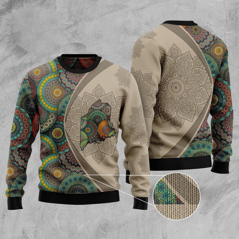 Wisconsin Mandala Ugly Christmas Sweater Funny Ugly Christmas Sweater Holiday Gifts