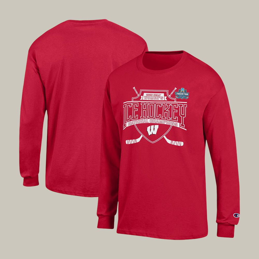 Wisconsin NCAA Frozen Four Women's Ice Hockey Long Sleeve Shirt National Champions Merch