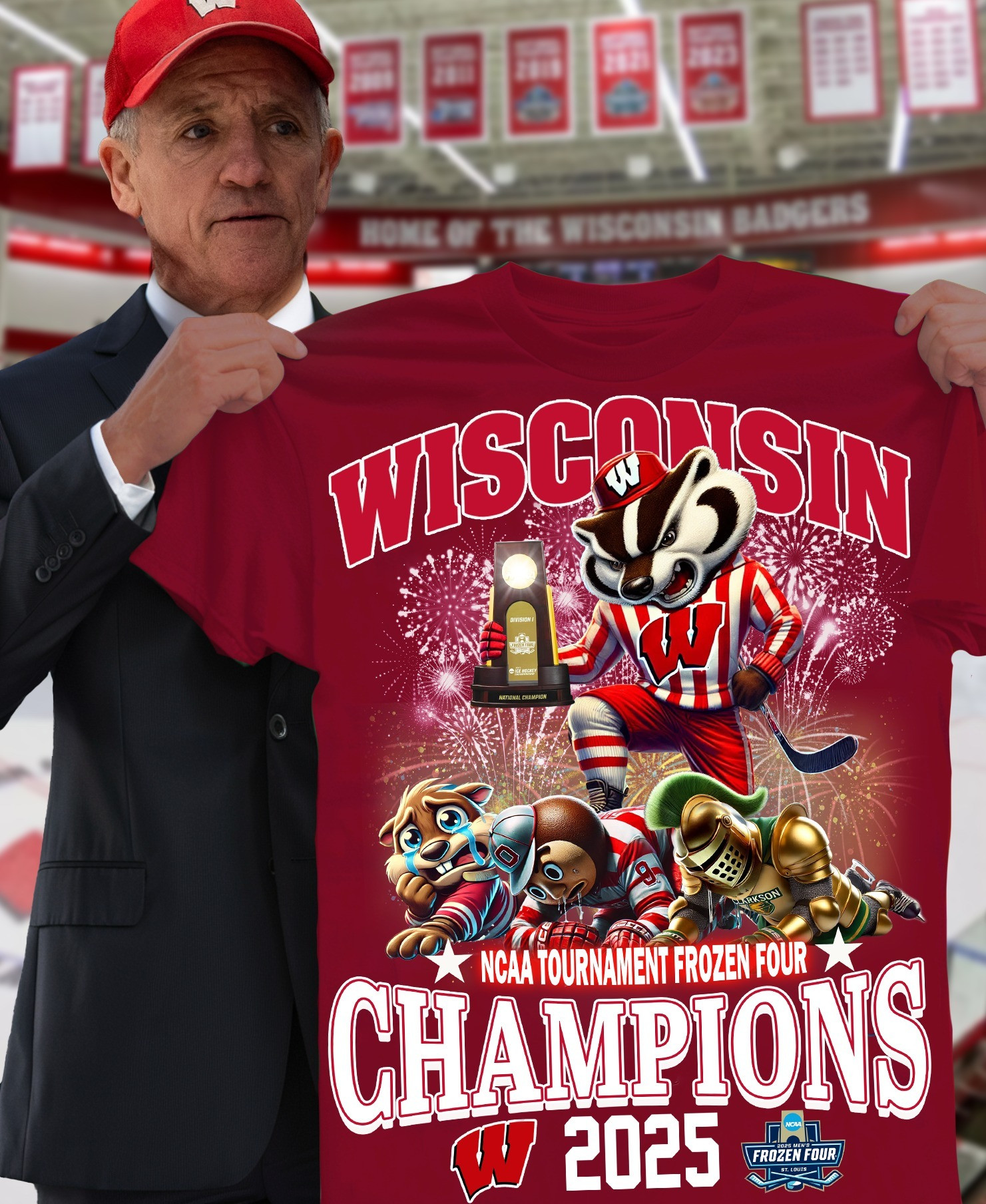 Wisconsin NNCC Tournament Frozen Four Champion 2025 Shirt Women's Hockey Fans Merch