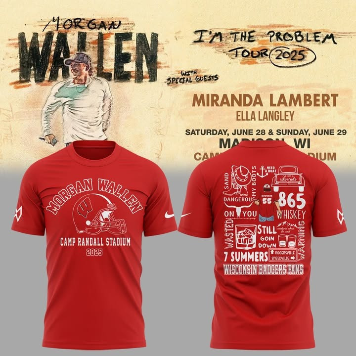 Wisconsin X Morgan Wallen Camp Randall Stadium 2025 T-Shirt Wisconsin Badgers Fans Merch