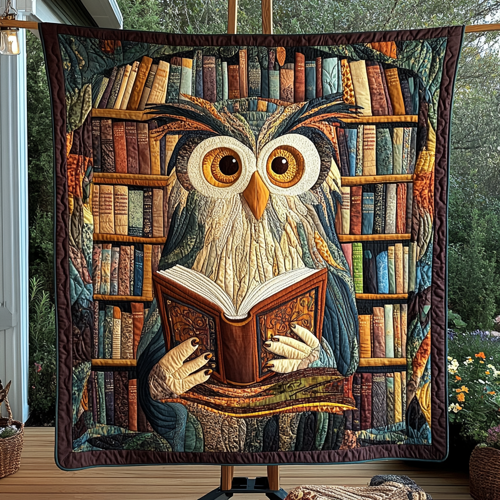 Wisdom in the Pages Quilted Blanket Owl Blanket Idea Gifts For Her