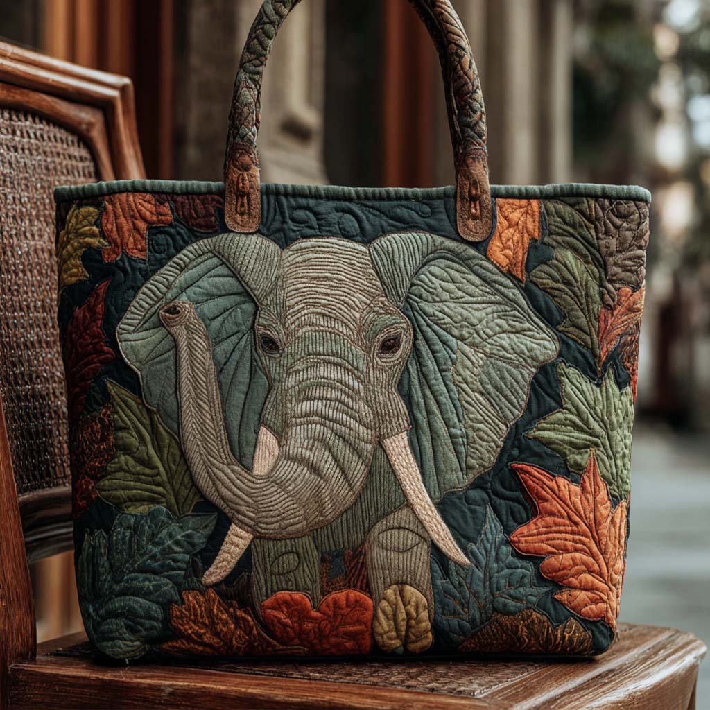 Wisdom of the Wild Quilted Tote Bag Gifts For Someone Who Loves Elephants