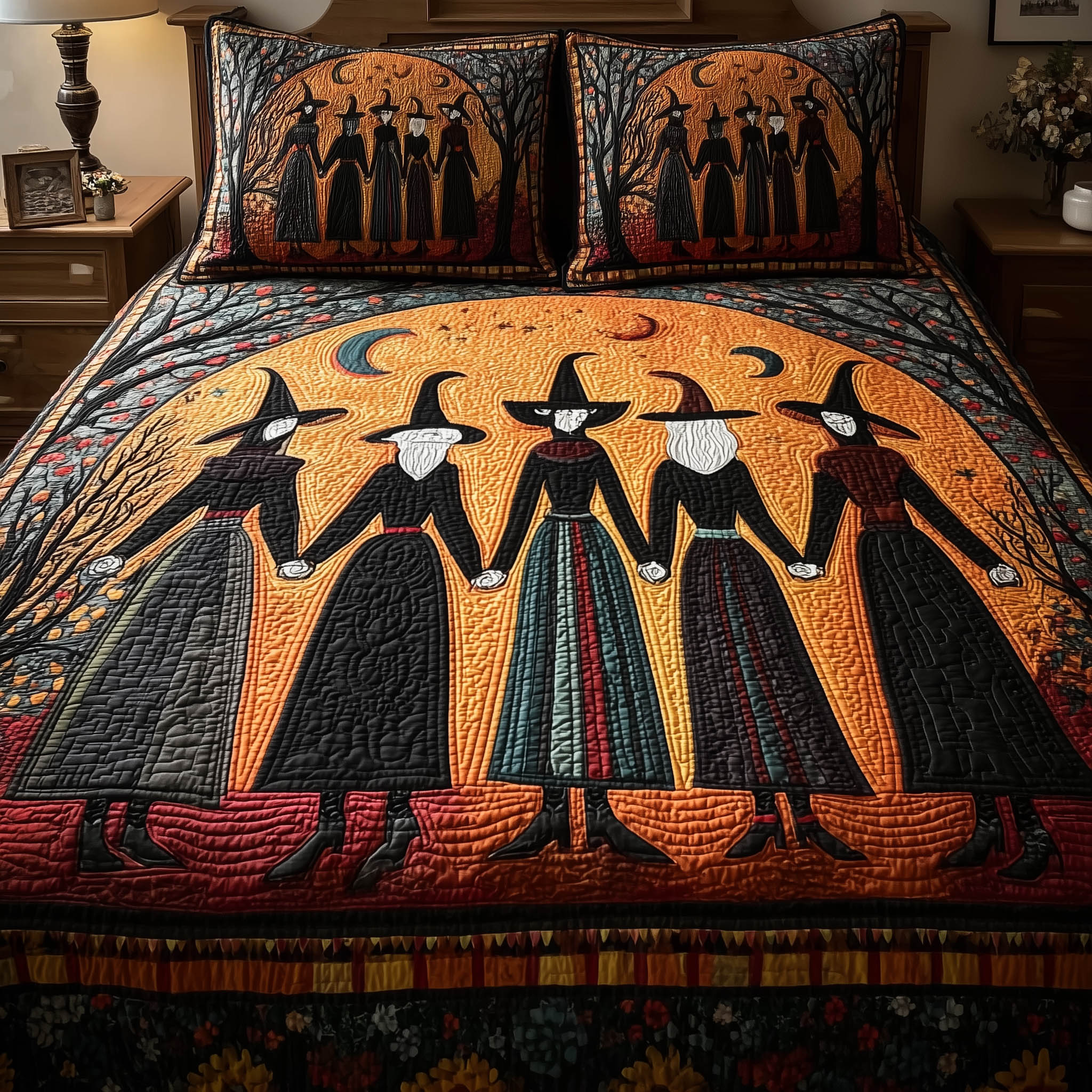 Wisdom Squad Quilted Bedding Set Duvet Cover Bedspread Halloween Gift Ideas Witch