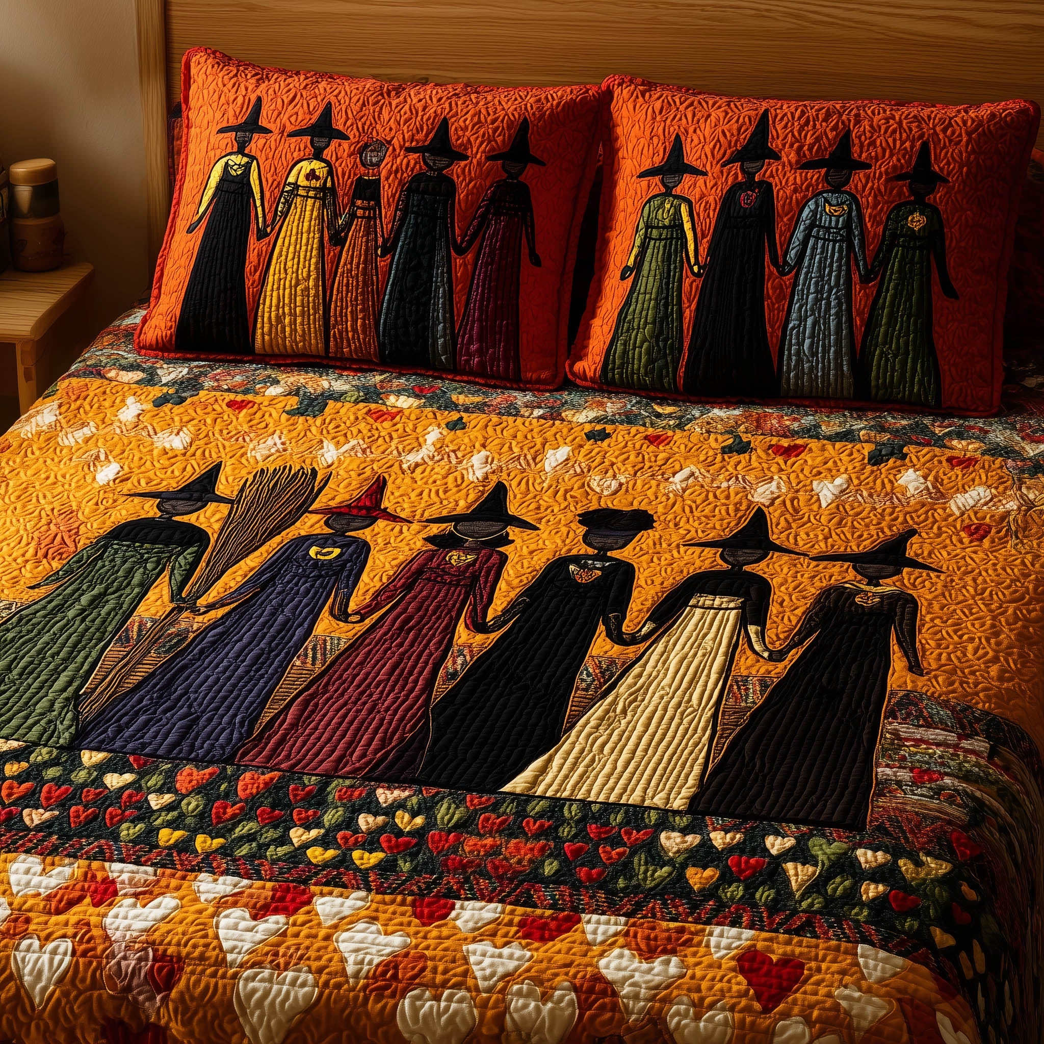 Wisdom Squad Quilted Bedding Set Duvet Cover Bedspread Halloween Gifts For Teens Witchy