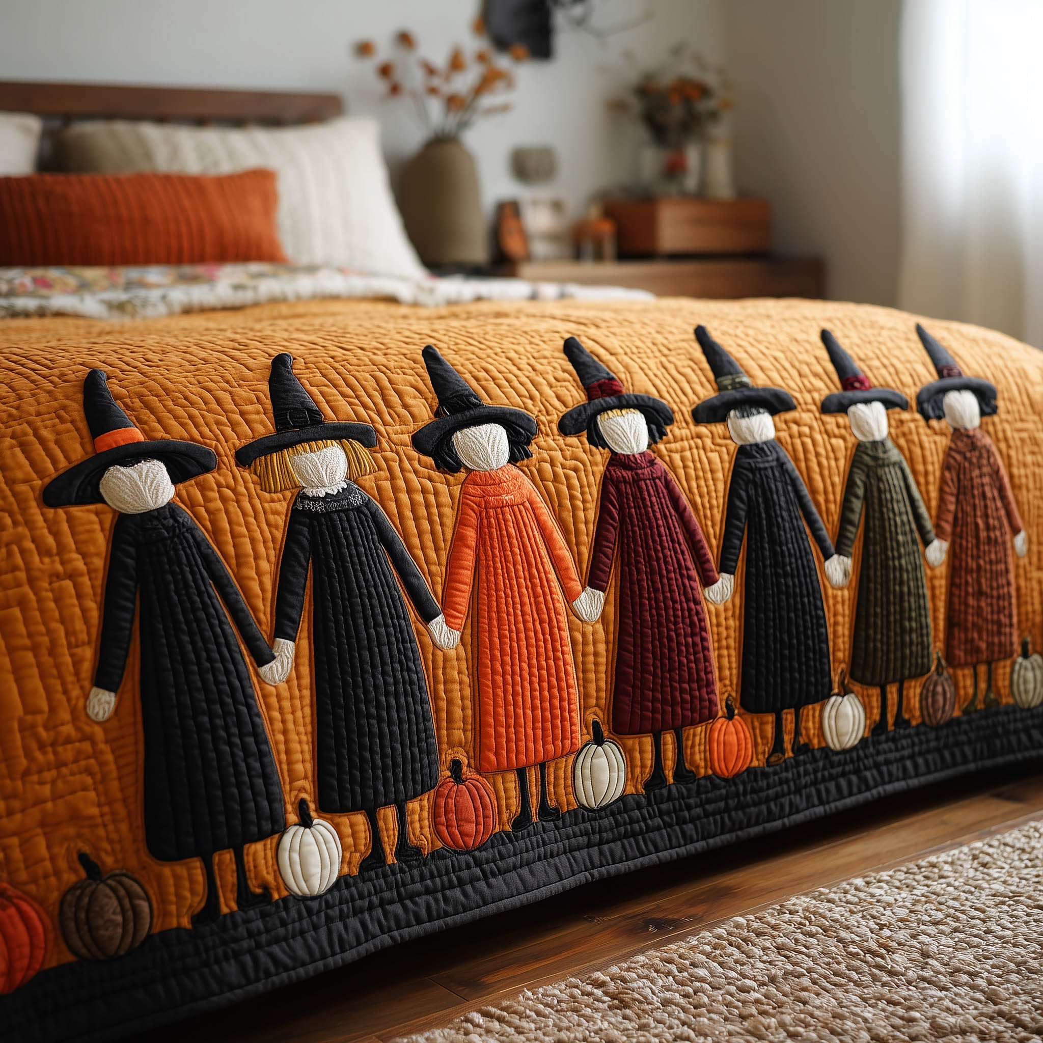 Wisdom Squad Quilted Bedding Set Duvet Cover Bedspread Halloween Witch Gift Ideas