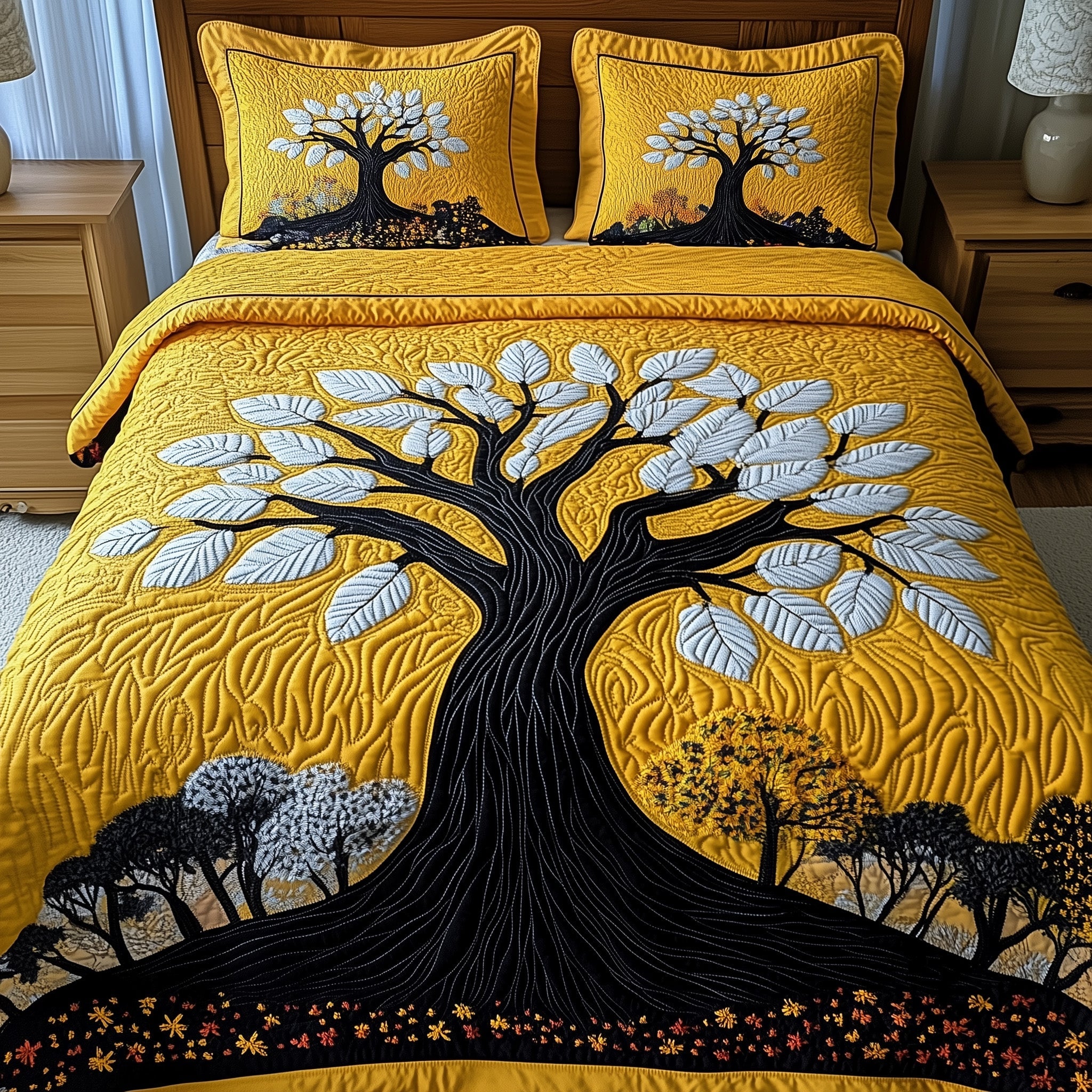 Wisdom Tree Quilted Bedding Set Duvet Cover Bedspread Tree Of Life Gifts For Him