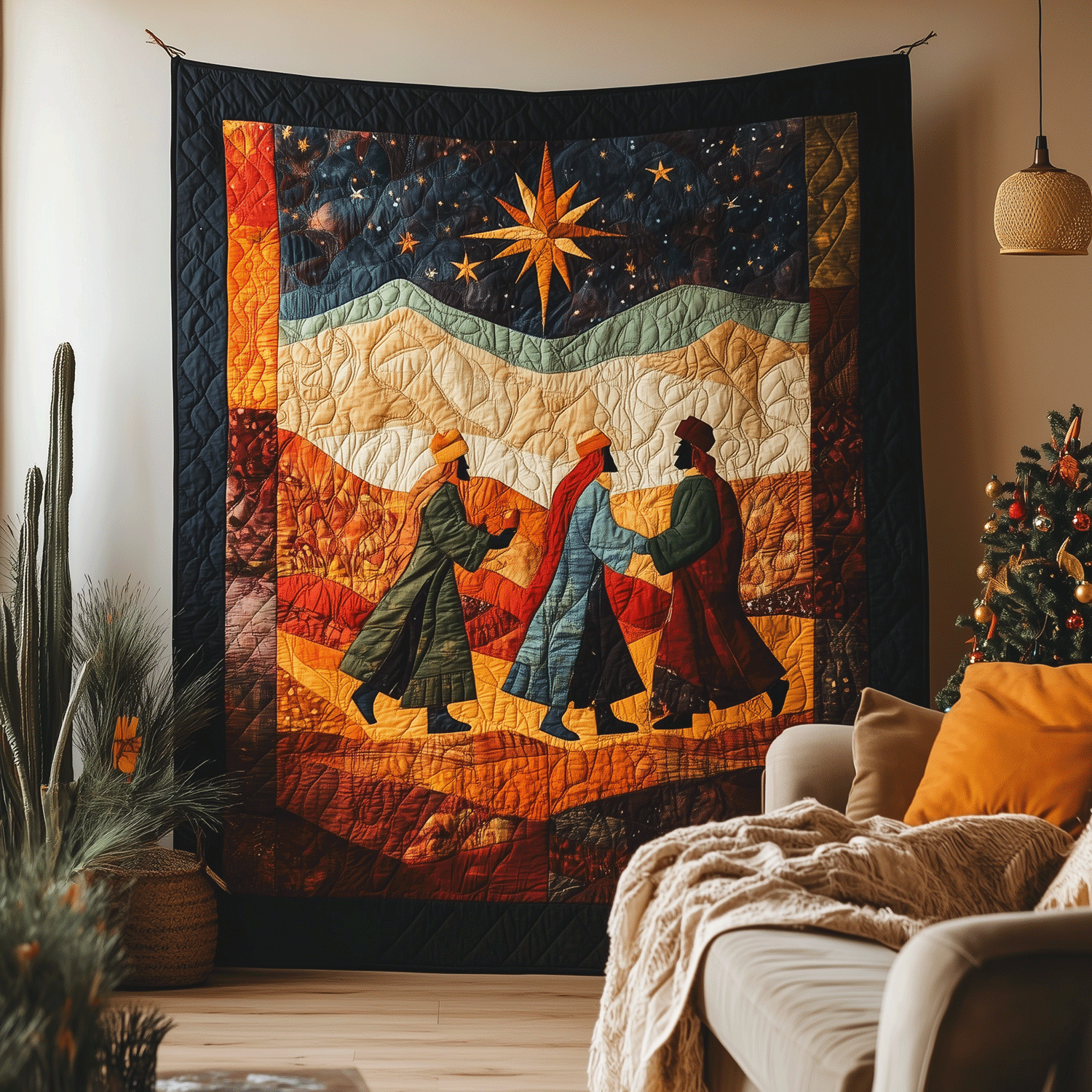 Wise Men Pilgrimage Quilted Blanket Gift For Christian