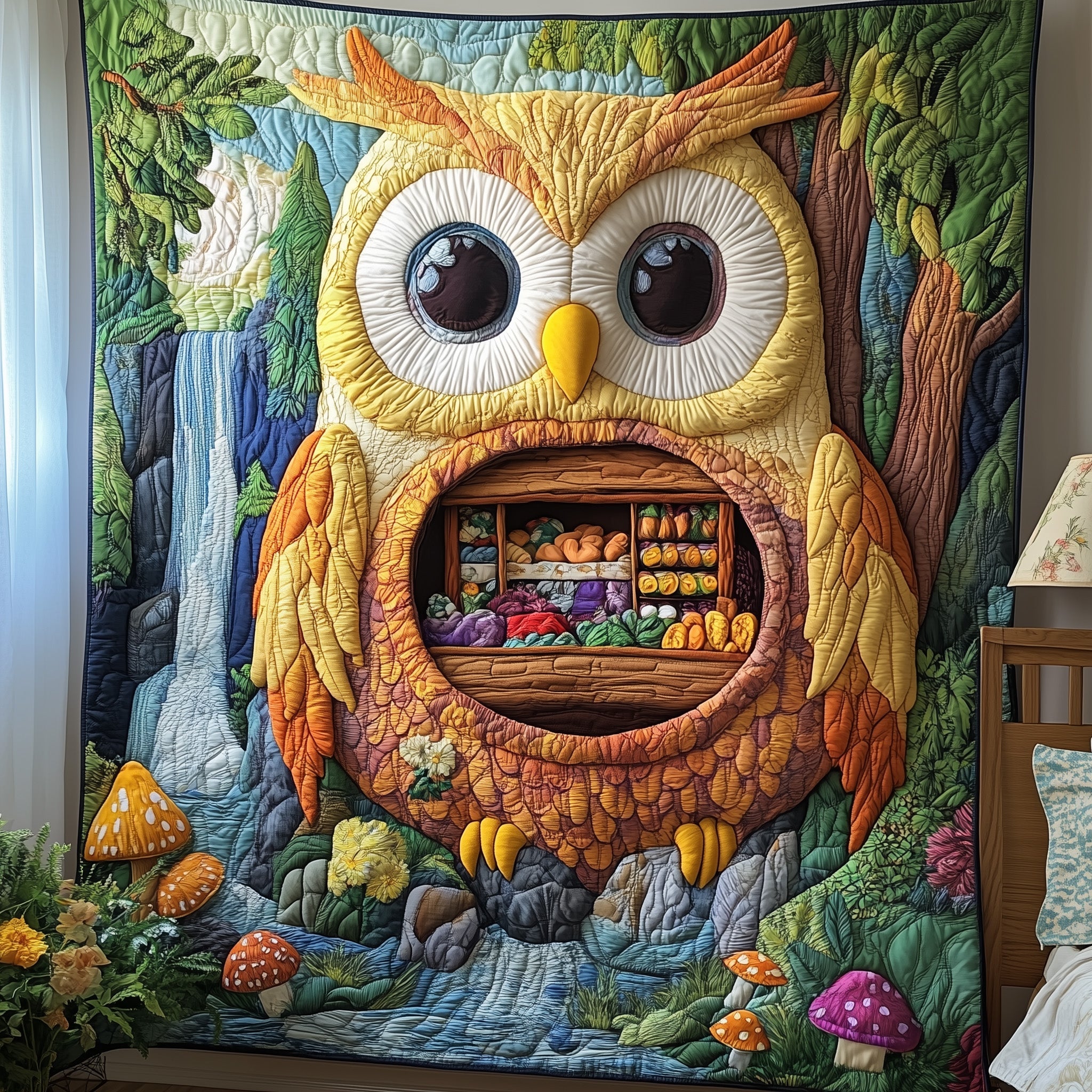 Wise Nest Quilted Blanket Couch Throw BlanketOwl Gifts For Women