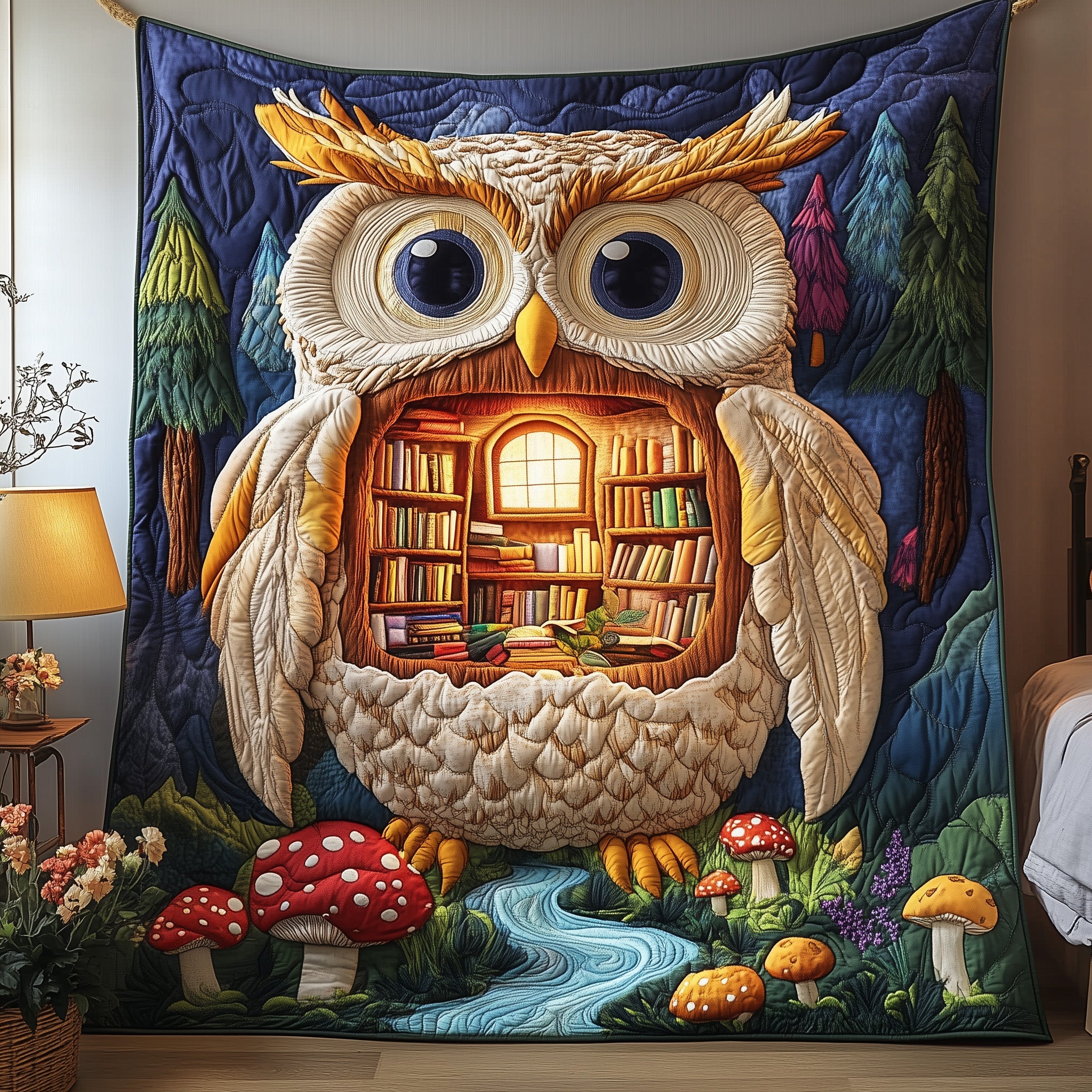 Wise Nest Quilted Blanket Couch Throw BlanketOwl Lovers Christmas Gifts Holiday