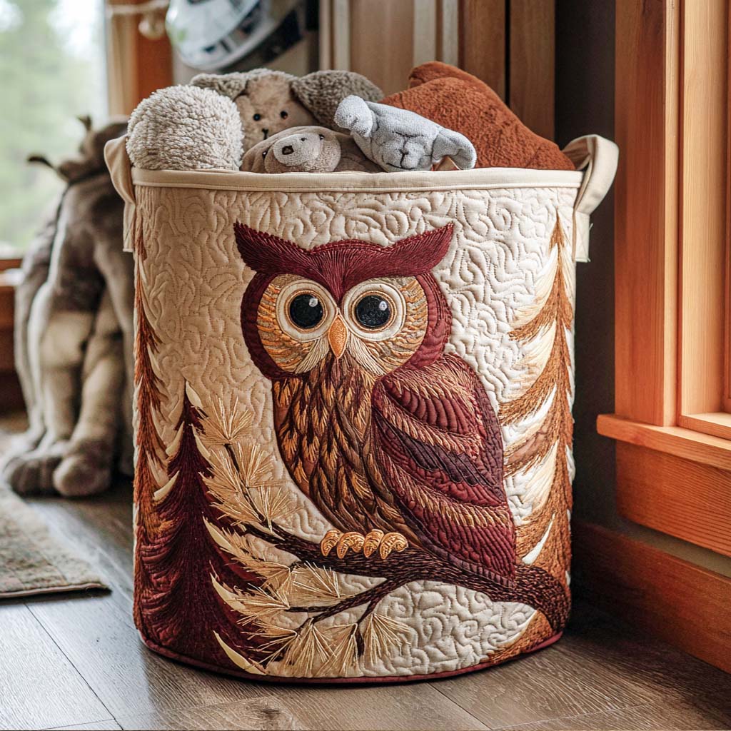Wise Old Owl Quilted Laundry Basket Luxury Quilted Laundry Basket for Elegant Interiors