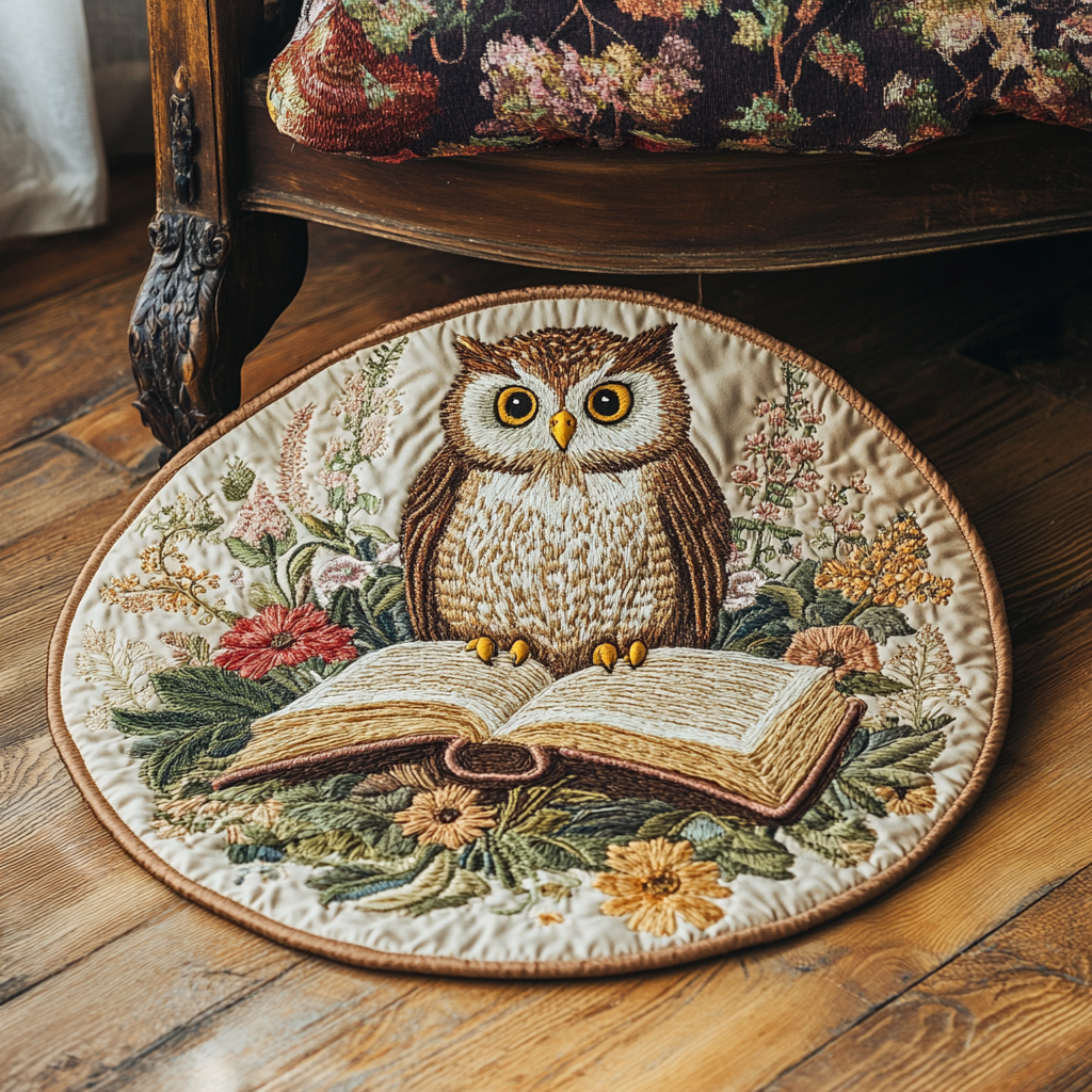 Wise Owl Quilted Round Mat Christmas Entry Way Decor Deer Gifts For Brothers
