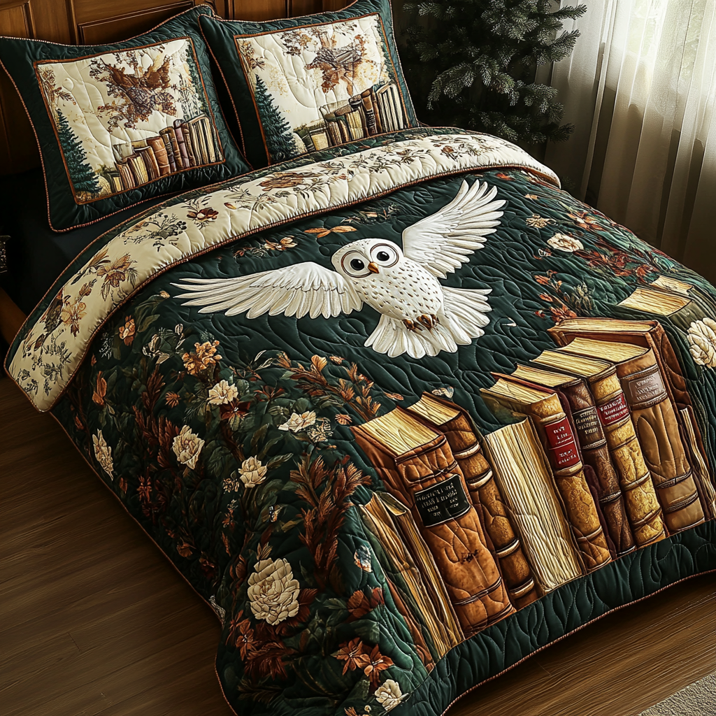 Wise Page Quilted Bedding Set Holiday Duvet Covers Book Lover Gifts For Women