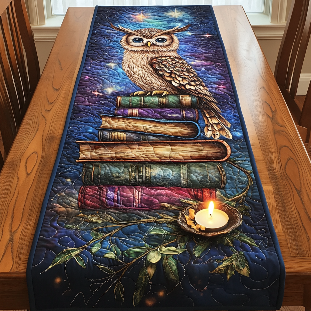 Wise Pages Quilted Table Runner Dining Table Decor Gift For Book Lover