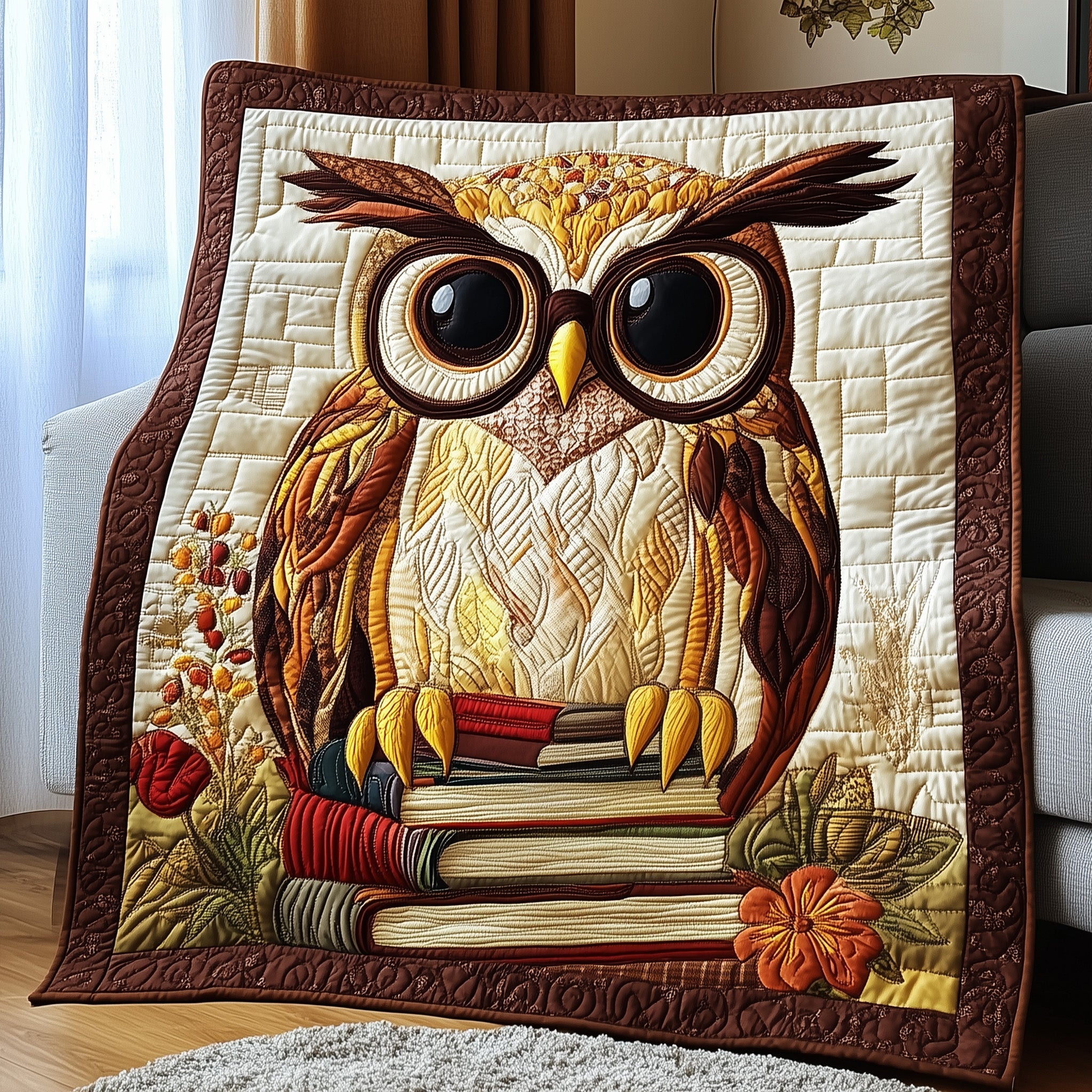 Wise Reader Quilted Blanket Couch Throw BlanketBest Unique Gifts For Owl Lovers