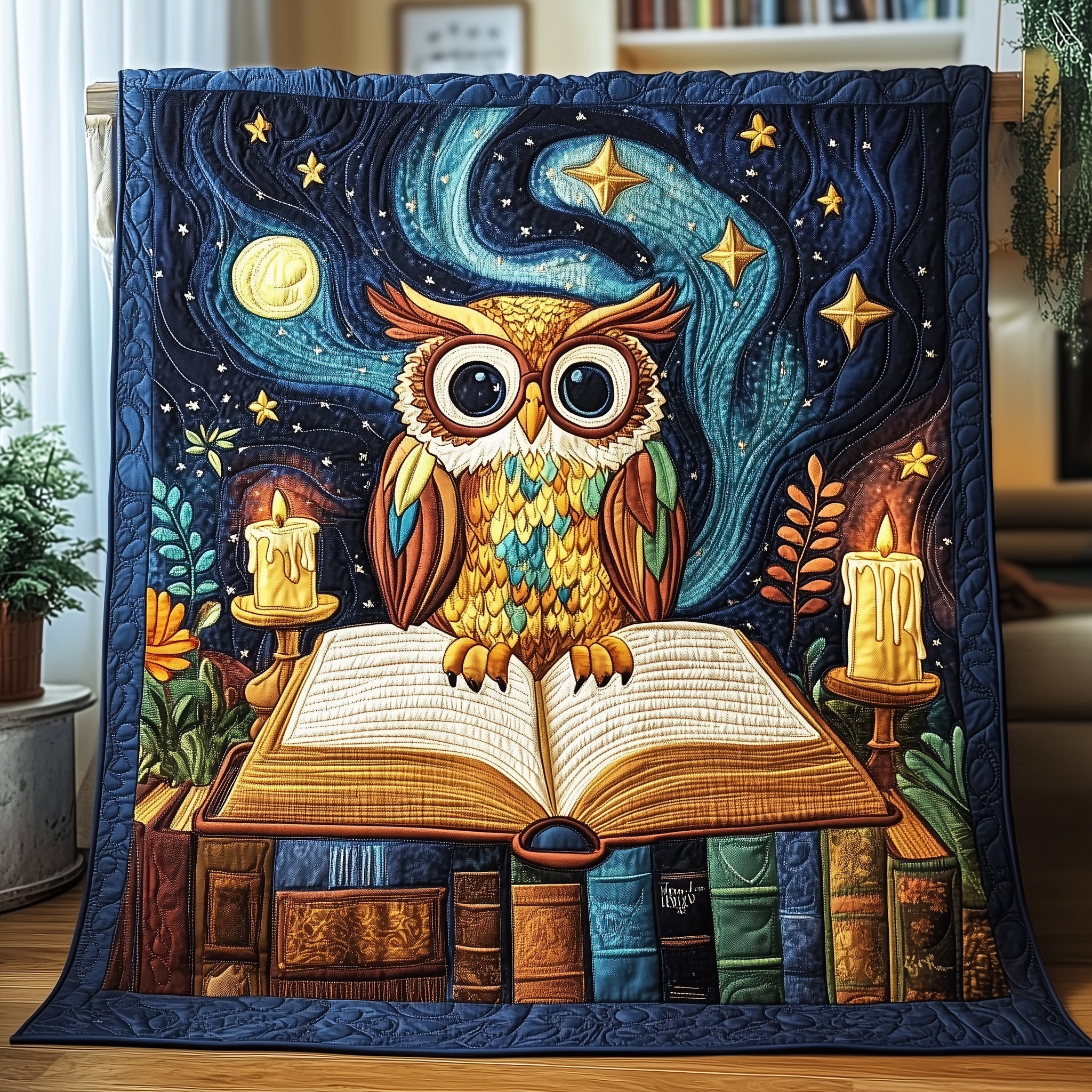 Wise Reader Quilted Blanket Couch Throw BlanketCute Owl Gifts For Her