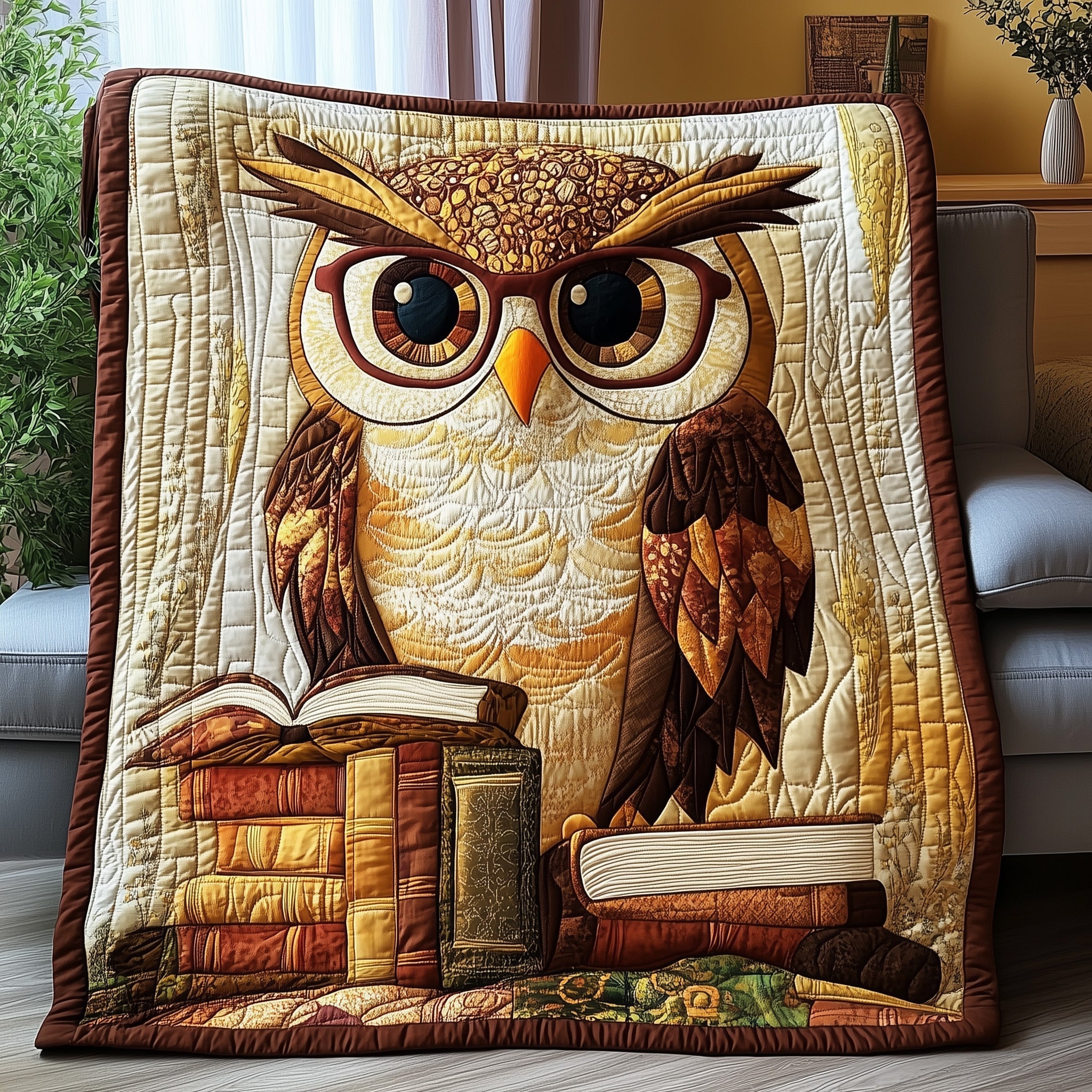 Wise Reader Quilted Blanket Couch Throw BlanketCute Owl Themed Gifts