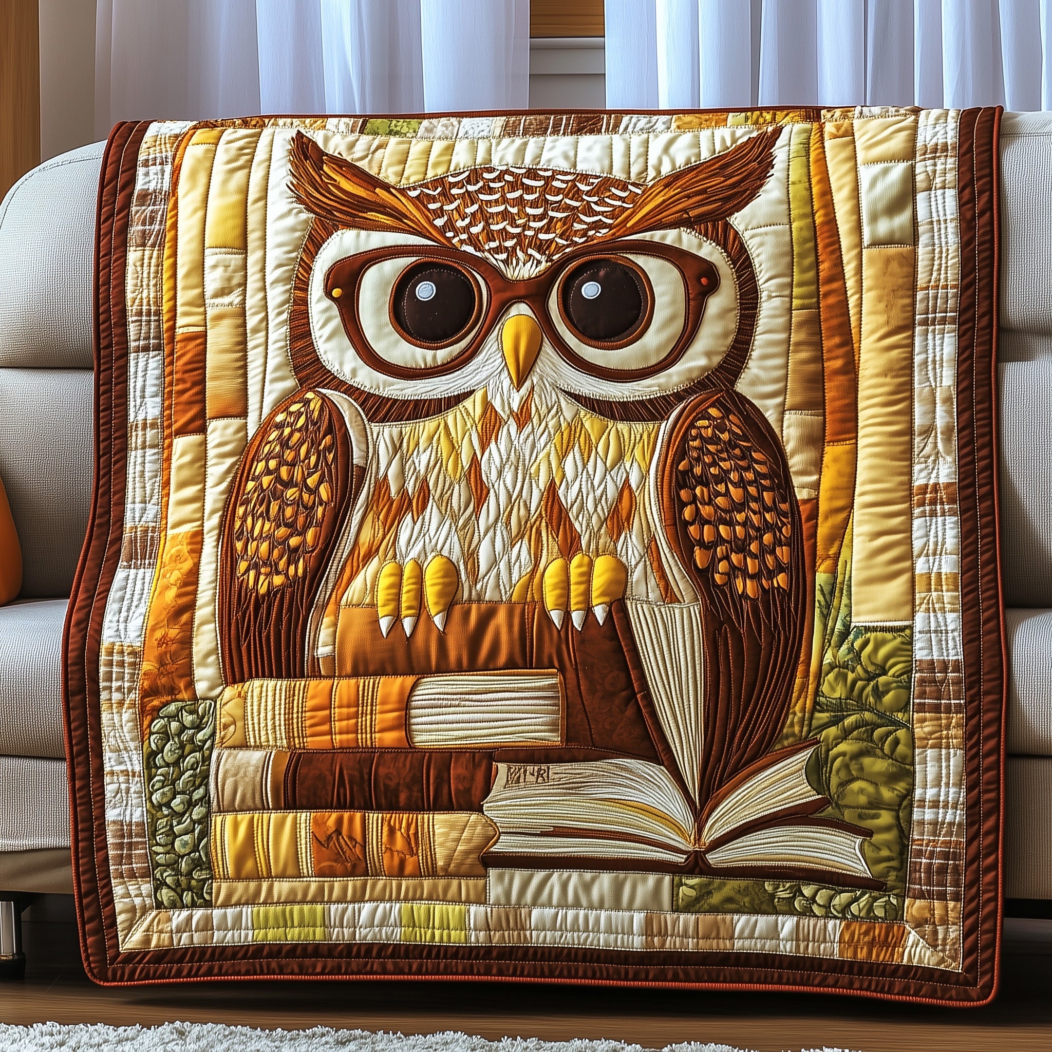 Wise Reader Quilted Blanket Couch Throw BlanketOwl Gifts For Mom Mother's Day