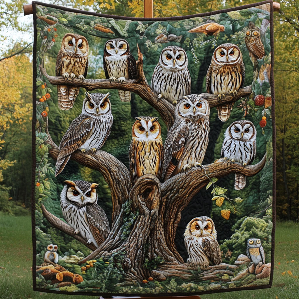 Wise Wings Quilted Blanket Christmas Bedroom Decor Best Unique Gifts For Owl Lovers